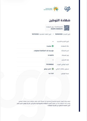 شهادة التوطين والمحتوى المحلي